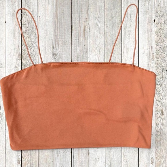 SHEIN Tops - SHEIN Women's XS US 2 Orange Peach Cropped Cami Tank Top Spaghetti Strap